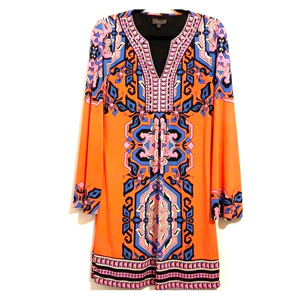 Hale Bob long sleeve VNeck dress